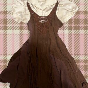 super cute shoujo vintage new york and company Brown and mini dress/long shirt!